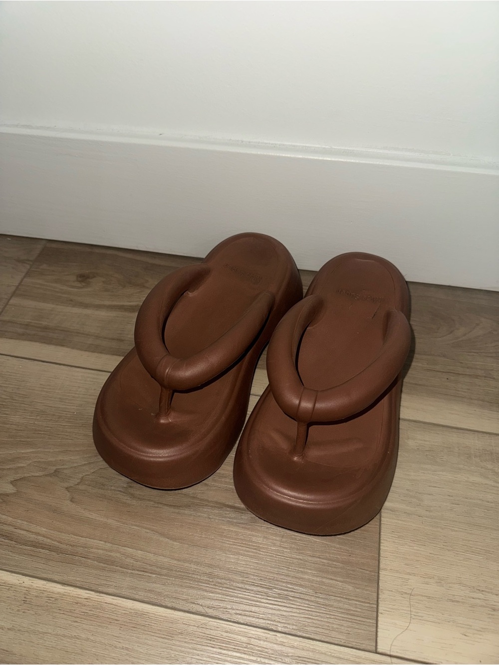 Brown Chunky Platform Thong Sandals - Picture 2 of 4